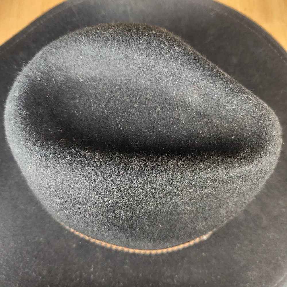 OUTBACK Cowboy Hat Men’s Wool Tassy Crusher Small Med Black Western Cattleman